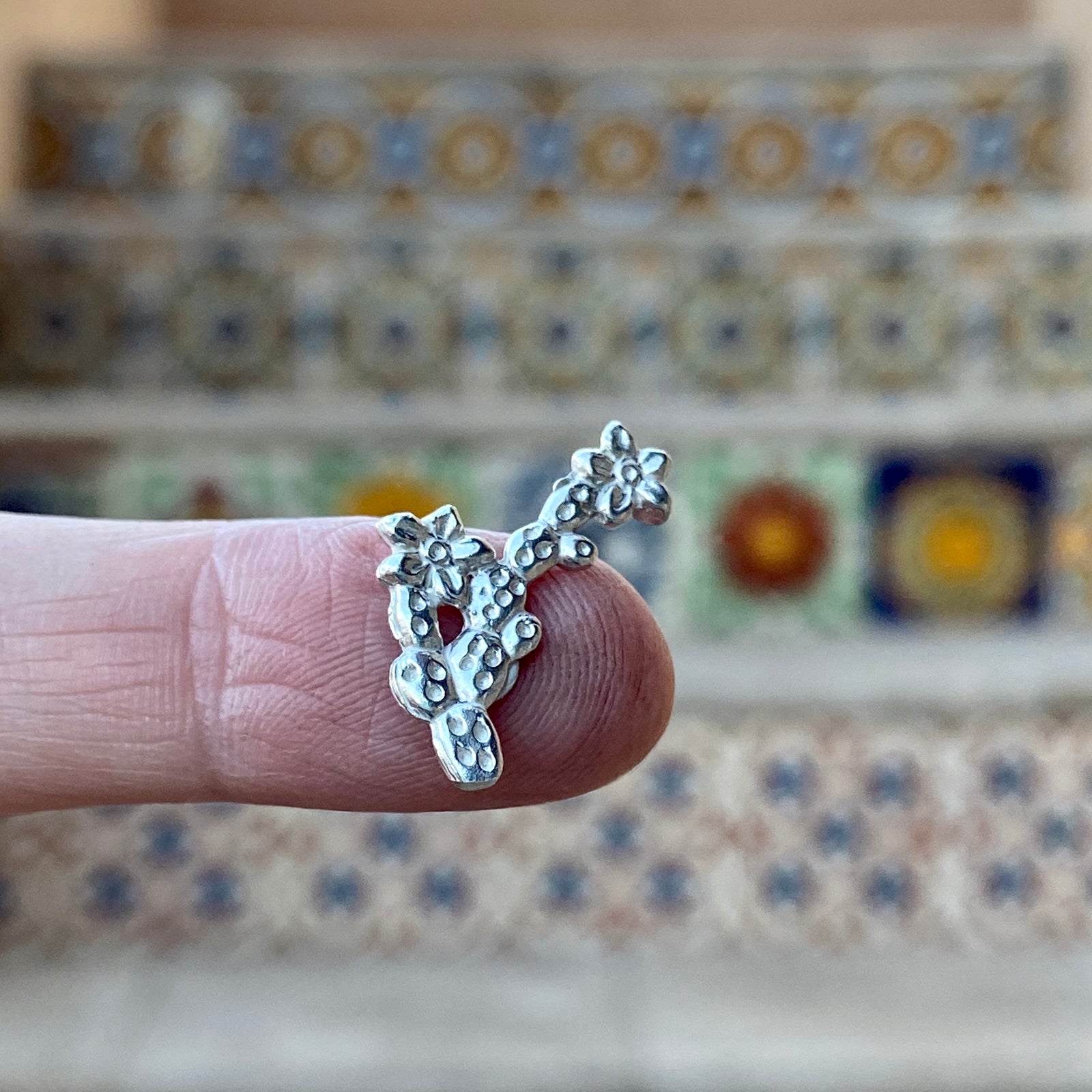 sterling silver flowering prickly pear casting