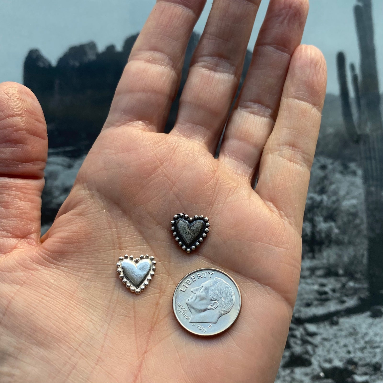 silver beaded heart concho